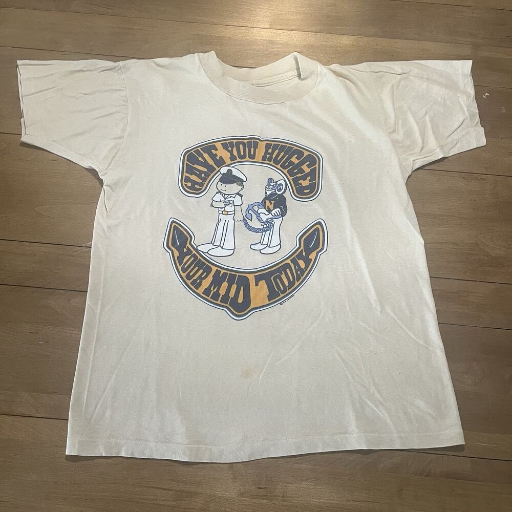 Vintage 70s US Navy academy Shirt Football Bill the goat James Caldwell Nautical